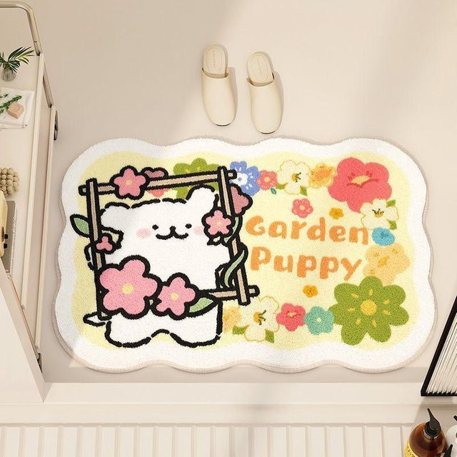 Niedliche Cartoon Badezimmer-Bodenmatte aus Kaschmir-Imitat, saugfähig und rutschfest, Mehrfarbig, B/T: 40 x 60 cm - Bild 1