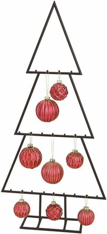 SPETEBO Metall Tannenbaum in Schwarz als freistehender Weihnachtsbaum Aufsteller mit Haken für Zierschmuck und Kugeln, Höhe: 77 cm - Bild 1