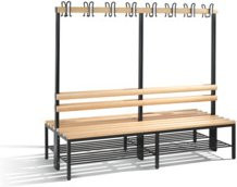 C+P Doppelseitige Garderobenbank Basic mit Schuhrost und Haken, Schwarzgrau/Buche, H x B x T: 165 x 196 x 75,6 cm
