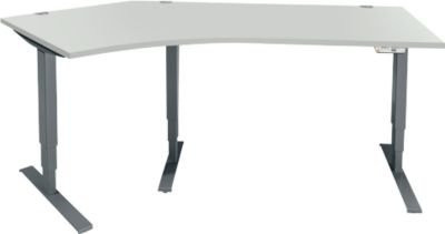 Schäfer Shop Genius Winkelschreibtisch AERO FLEX elektrisch höhenverstellbar mit 135 Grad Winkel links und Memorypanel, Farbe: lichtgrau/anthrazit, B: 216,5 cm - Bild 1