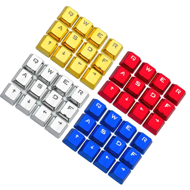 FOXSISTVR Galvanisierte Metall-Tastenkappen für mechanische Tastaturen, 104/87 Tasten, Kreuzachsen, halbtransparente Gold-Gaming-Tastenkappen - Bild 3