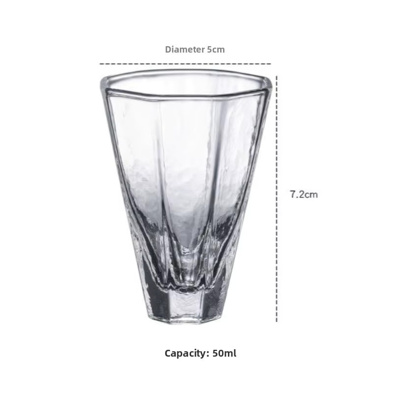 Handgefertigte Teetasse aus Glas im japanischen Stil, transparentes Shot-Glass für Sake oder Whisky, 50 ml - Bild 3