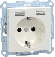 Merten Schutzkontakt-Steckdose mit USB-Ladegerät System M Unterputz Polarweiß Glänzend - Bild 1
