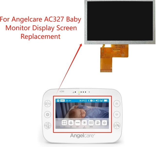 Angelcare Ersatz-LCD-Display für das AC327 Babyphone in Schwarz, 4,3 Zoll - Bild 1