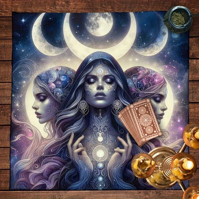 VIKAMA Tischdecke Lila Mystic Tarot Astrologie Wasserdichtes Altartuch für Meditation und Boho-Dekor - Bild 1
