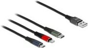 Delock USB 2.0 Ladekabel mit USB-A, USB-C, Micro-USB und Lightning Steckern in Grün, Länge: 1,00 m - Bild 2