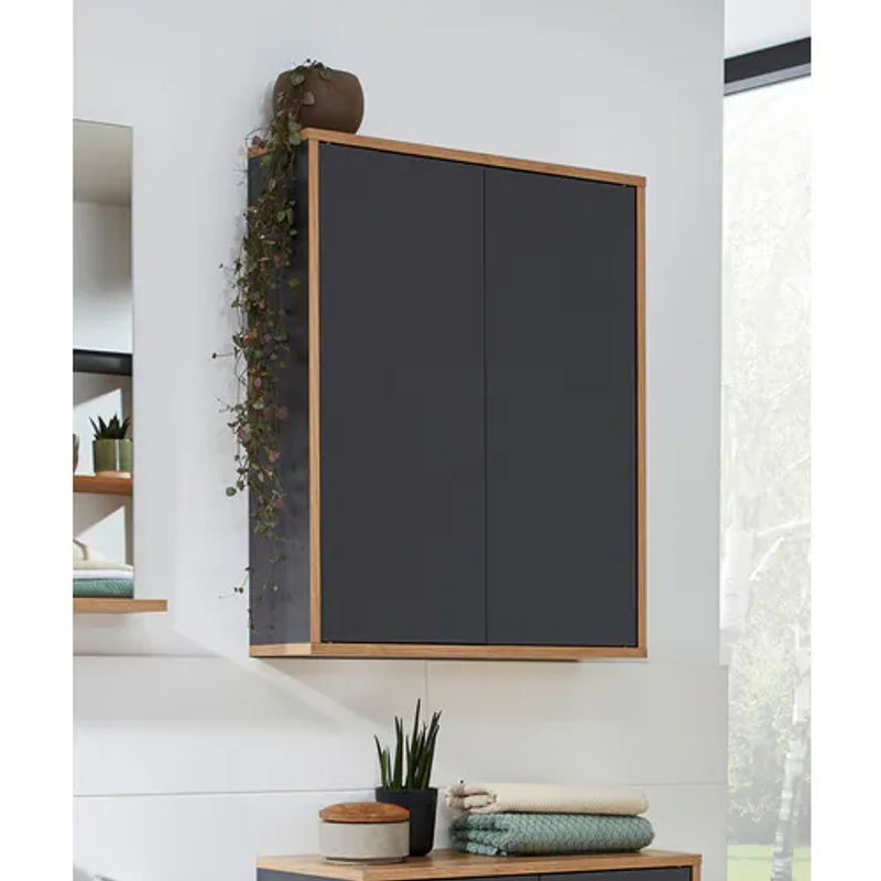 FACKELMANN Hängeschrank FINN für das Badezimmer, Anthrazit, 2 Türen, B/H/T: 60 x 75 x 20,1 cm - Bild 3