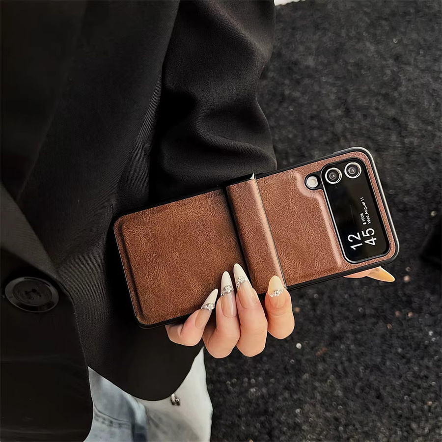Retro Business PU-Leder Handyhülle für Samsung Galaxy Z Flip, Stoßfester Scharnierschutz mit vollständiger Abdeckung, Farbe: Grün - Bild 2