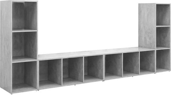 4er-Set vidaXL TV-Schränke in Betongrau aus Holzwerkstoff, B/T/H: 107 x 35 x 37 cm