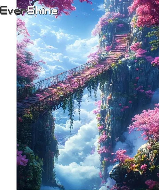 Evershine Diamant-Gemälde Brücke Landschaft, Bastelset, Natur, Bunt / Mehrfarbig - Bild 1