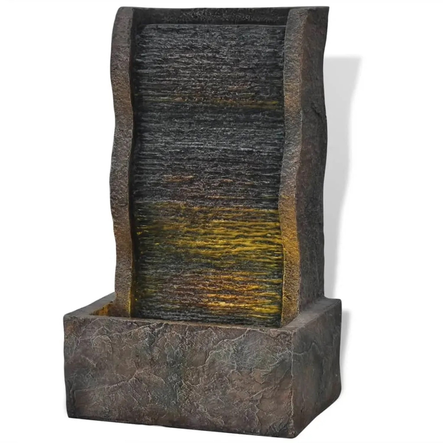 vidaXL Zimmerbrunnen aus Polyresin mit LED-Licht in Grau, H x B x T: 49,5 x 28,5 x 20,5 cm - Bild 2