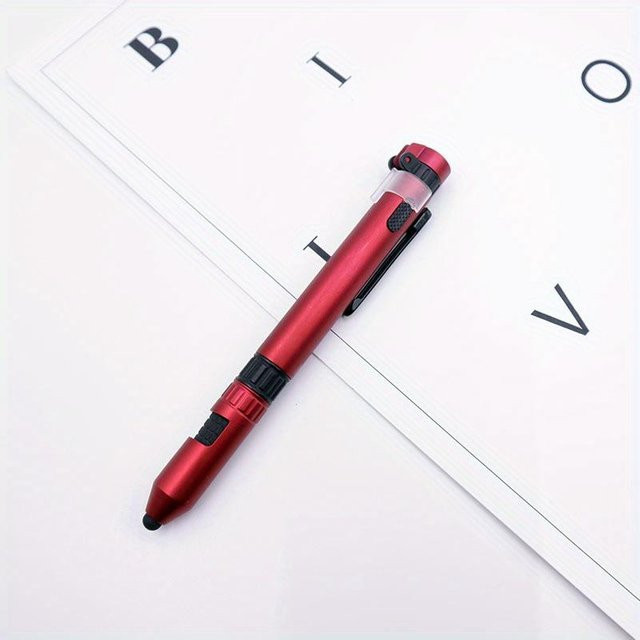 Multifunktionaler 6-in-1 Outdoor-Kugelschreiber von Ouyaohong mit Kompass und Licht in Rot - Bild 1