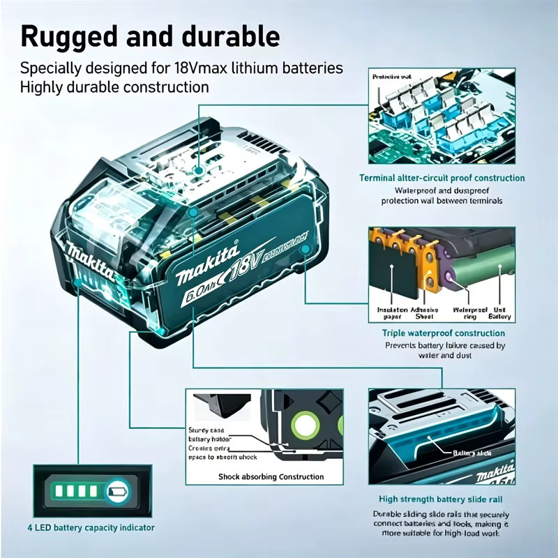 Original Makita 18V Akku 6,0Ah BL1860B in Schwarz - Bild 6