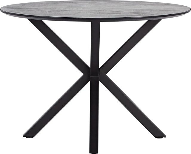 Homestyle4u Esstisch in runder Form im Industrial Look, Farbe Grau und Schwarz, Material Melamin und Eisen, Durchmesser: 110 cm, Höhe: 76,5 cm - Bild 1