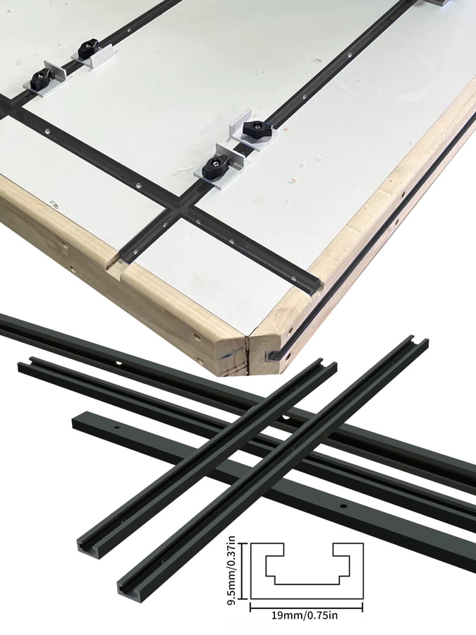 FNICEL 2 Stück T-Track Gehrungsschiene Jig aus Aluminiumlegierung in Schwarz für Router-Tisch und Bandsägen - Bild 6