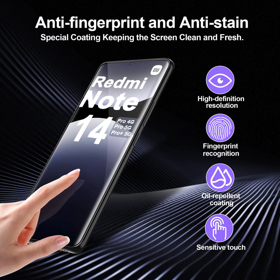 Xiaomi 3D-Displayschutzfolie aus gehärtetem Glas für Redmi Note 14 Pro 4G und 5G Plus, 6,67 Zoll, transparent, 9H Anti-Kratz-Schutz - Bild 4