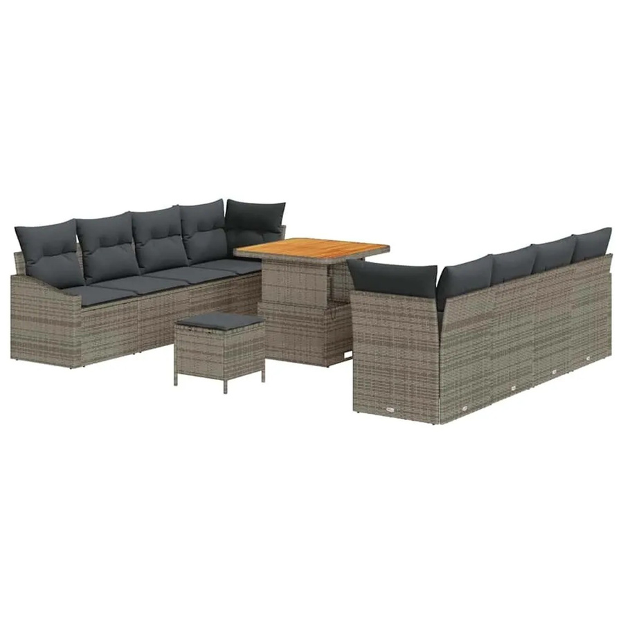 vidaXL Garten-Sofa-Set in U-Form mit 11-teiligem Polster-Set und Stauraum in Grau - Bild 2