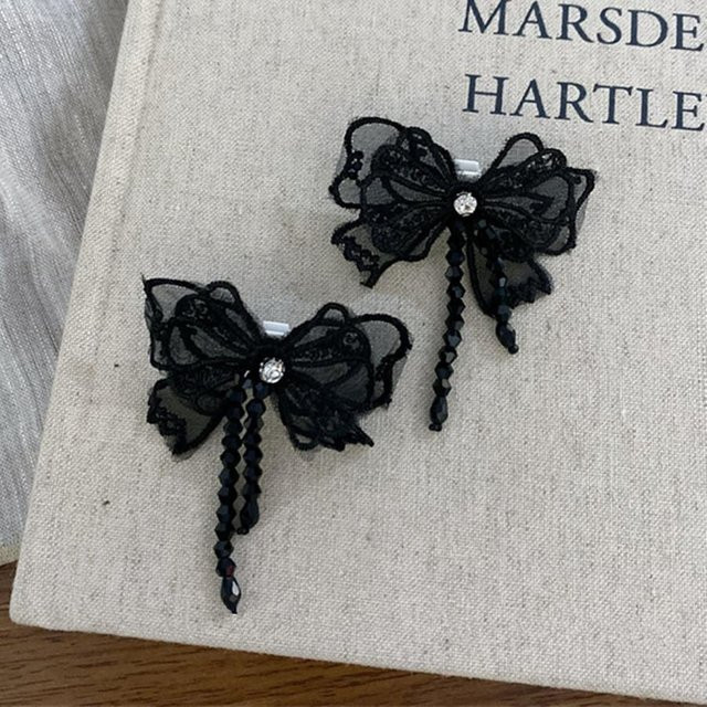 Schuhschnallen-Verzierungen Perlenblumen-Schleife, Black, Unisex - Bild 1