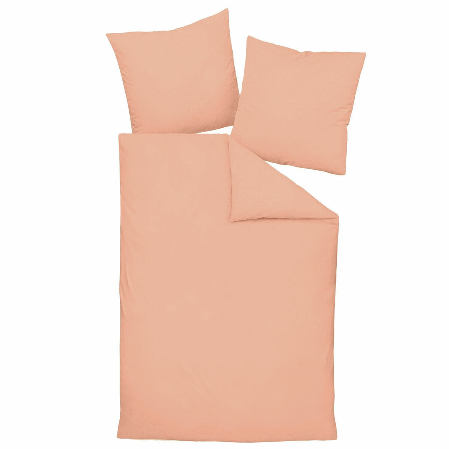 Janine Soft-Seersucker Bettwäsche aus gekämmter Baumwolle in Puder Lachs, Set bestehend aus Bettbezug und Kissenbezug, B/H: 155 x 220 cm und 80 x 80 cm - Bild 1