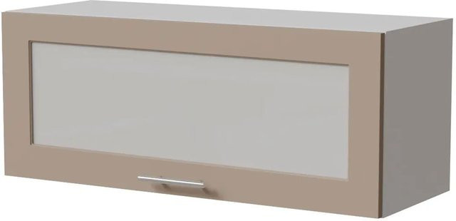Feldmann-Wohnen Klapphängeschrank Brerra W4BS/90 WKF in Weiß und Graubeige Matt mit Glastüren und Soft-Close-Funktion, B/T/H: 90 x 32,5 x 36 cm - Bild 1