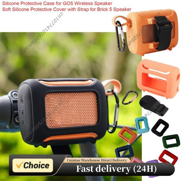 Tragbare Silikon-Reisetasche in Orange als kratzfeste Schutzhülle für deinen JBL Go 5 Bluetooth Lautsprecher - Bild 1