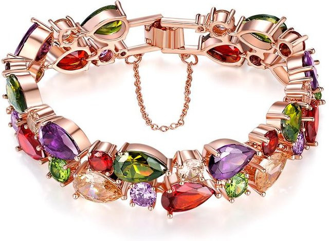 Sivia Armreif Damen, Strass, Tränentropfen, bunt, 19cm - Bild 1