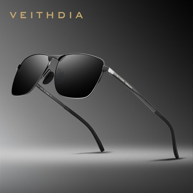 VEITHDIA VTX246 Sonnenbrille, Vollrand, Metall, Schwarz, Unisex, polarisiert - Bild 1