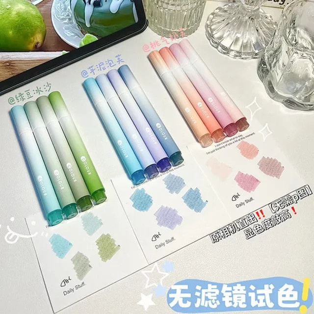 4er Set Multicolor Textmarker mit Farbverlauf und Keilspitze für Schule und Büro - Bild 1