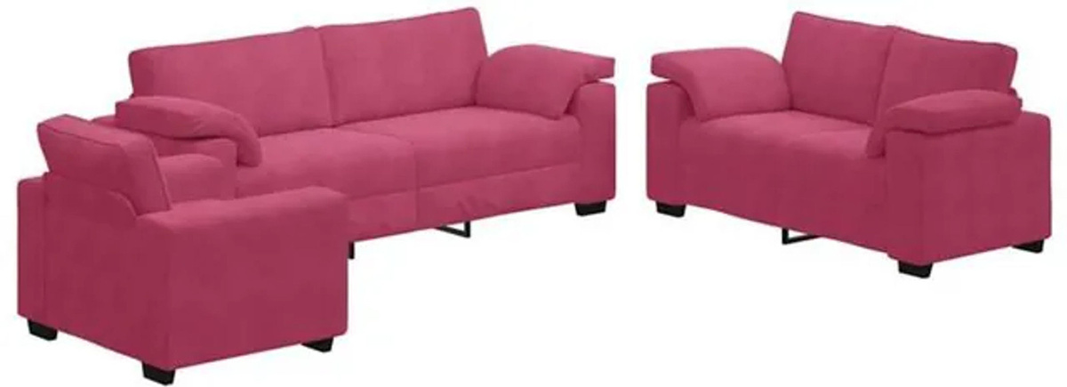 Vidaxl 3-tlg. Sofagarnitur mit Kissen in Rot und Rosa im modernen Design - Bild 1