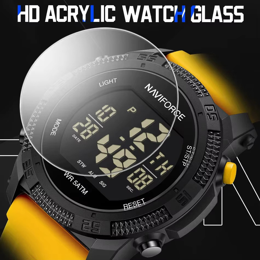 NAVIFORCE Armbanduhr Digitaluhr, Kunststoff, Silikon, Schwarz, Herren - Bild 5