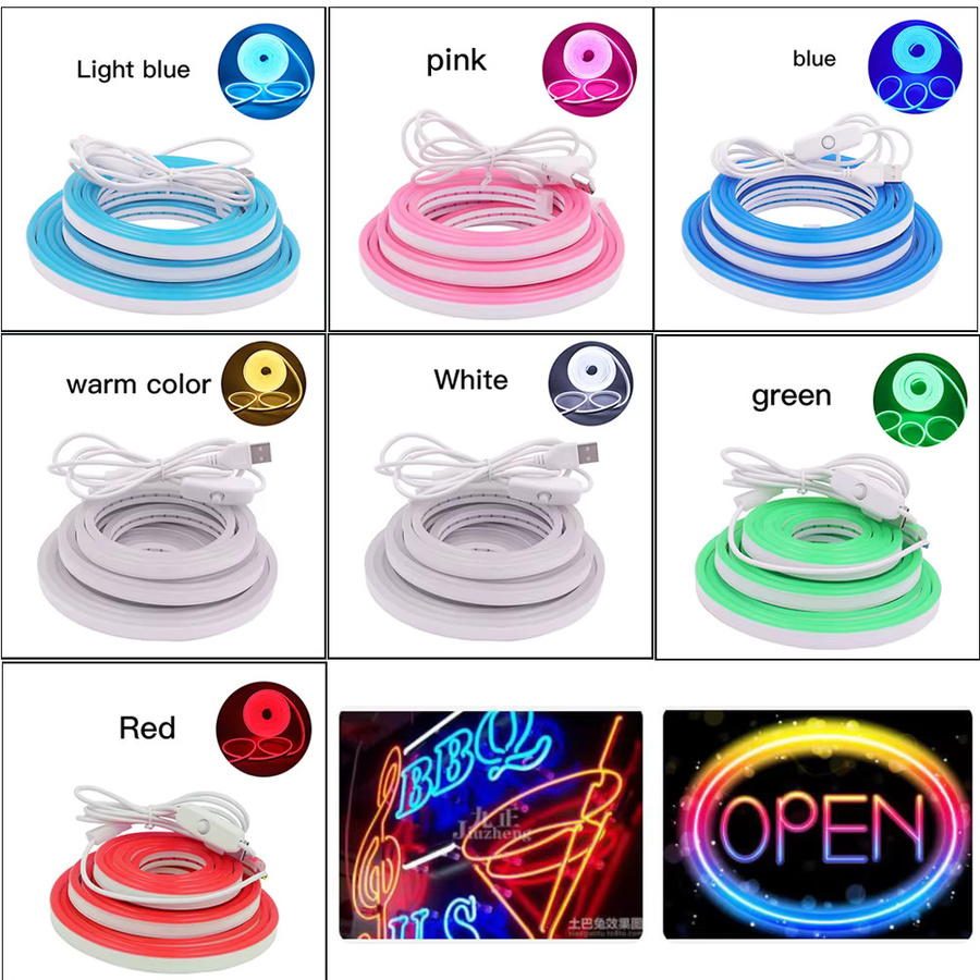 XUNATA Flexible LED-Streifenlampe IP65 Wasserdicht DC 5V USB Neonstreifen mit 120 LEDs/m für DIY Home Decor in Rot, Blau, Rosa, Weiß und Eisblau - Bild 5