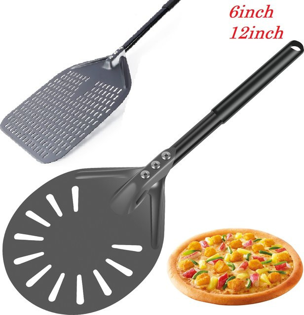 Willstar Pizzaspatel aus Aluminium in Schwarz, runde Teigschaufel für Pizza und Gebäck - Bild 1