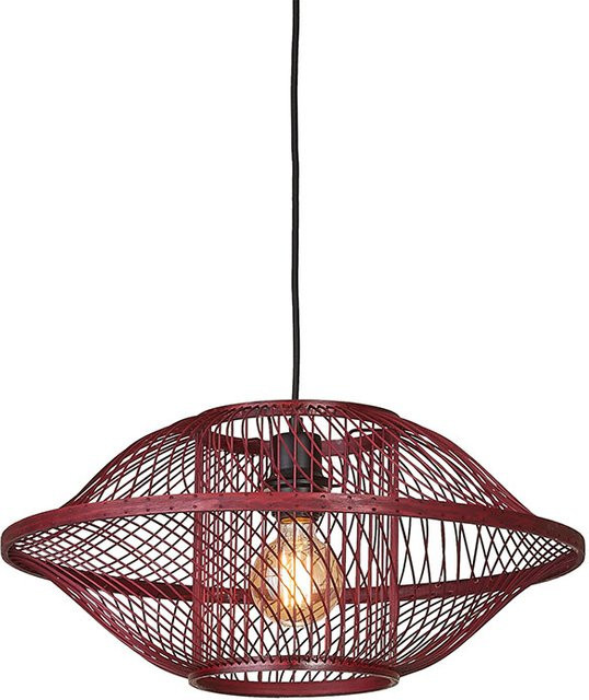 Good&Mojo Maui S Pendelleuchte aus Bambus in Burgunderrot mit LED-Filament - Bild 1