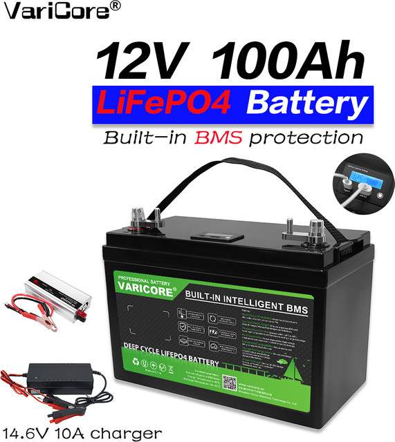 VariCore LiFePO4 Lithium-Akku 12,8V 100Ah mit A-Klasse-Zellen in Schwarz für Wohnmobil, Boot, Solarsystem und USV - Bild 1