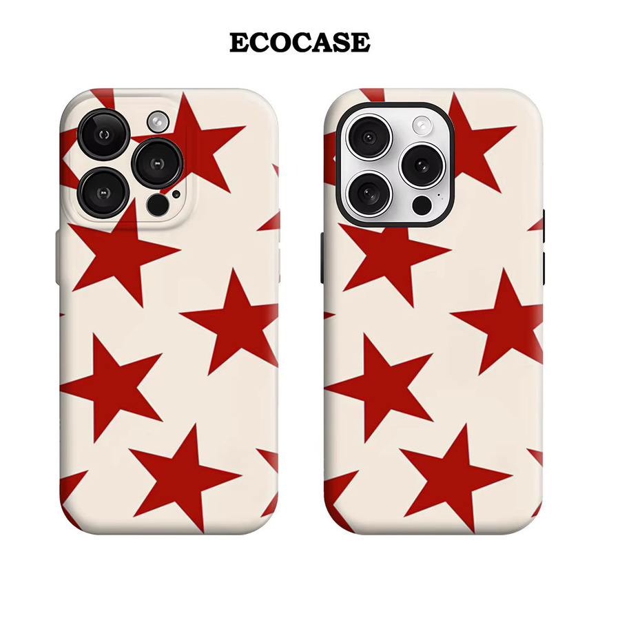 Bold Red Stars Handyhülle für Apple iPhone 17 16 15 14 13 12 11 Pro Max Plus mit doppelschichtiger Rückseite in Rot - Bild 2