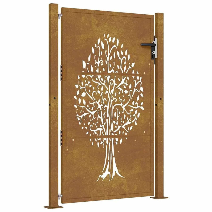 vidaXL Gartentor aus Cortenstahl in Braun mit Baumdesign, B: 110 cm, H: 155 cm - Bild 2