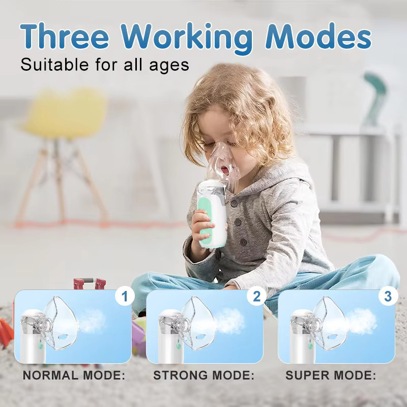 JUSTLANG Combo-Set Ultraschall-Netzvernebler in Weiß, tragbarer medizinischer Inhalator für Kinder und Erwachsene mit Etui - Bild 3