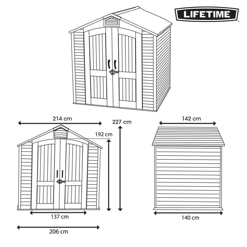 Lifetime Gartenhaus Starlet Lichtgrau B/H/L: 215 x 228 x 143 cm - Bild 2