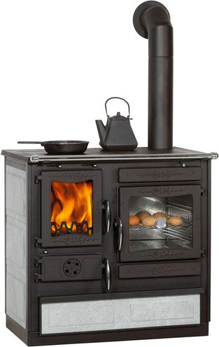 GLOBEFIRE Holzherd Alhena in Grau mit Naturstein, 6,6 kW, B/T/H: 86 x 90 x 60 cm - Bild 1