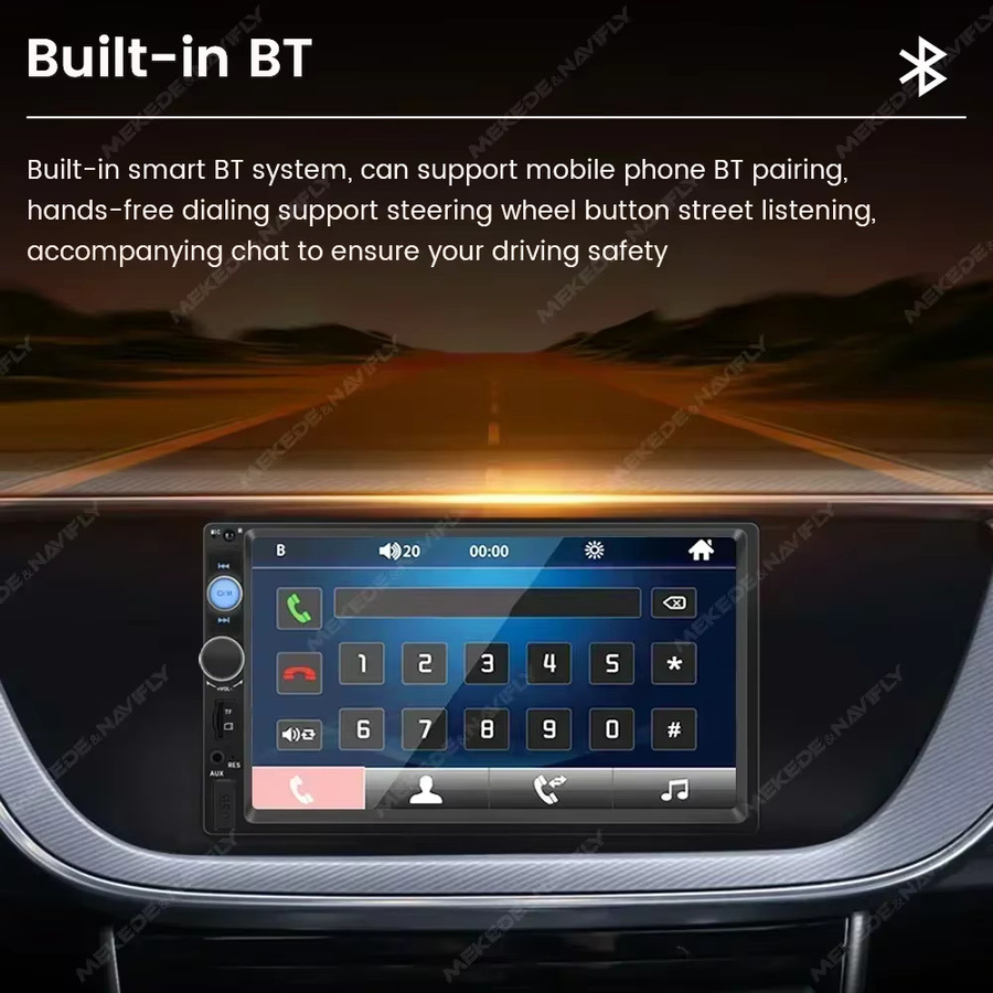 AUTOSHARK ND4-CP Universal 1 Din Autoradio mit 7 Zoll Touchscreen Display für Carplay und Android Auto, Schwarz, MP5 Player mit USB und FM Stereo - Bild 3