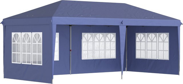 Outsunny Faltpavillon Partyzelt mit abnehmbaren Seitenwänden und Fenstern in Blau, B/T: 6 x 3 m - Bild 1