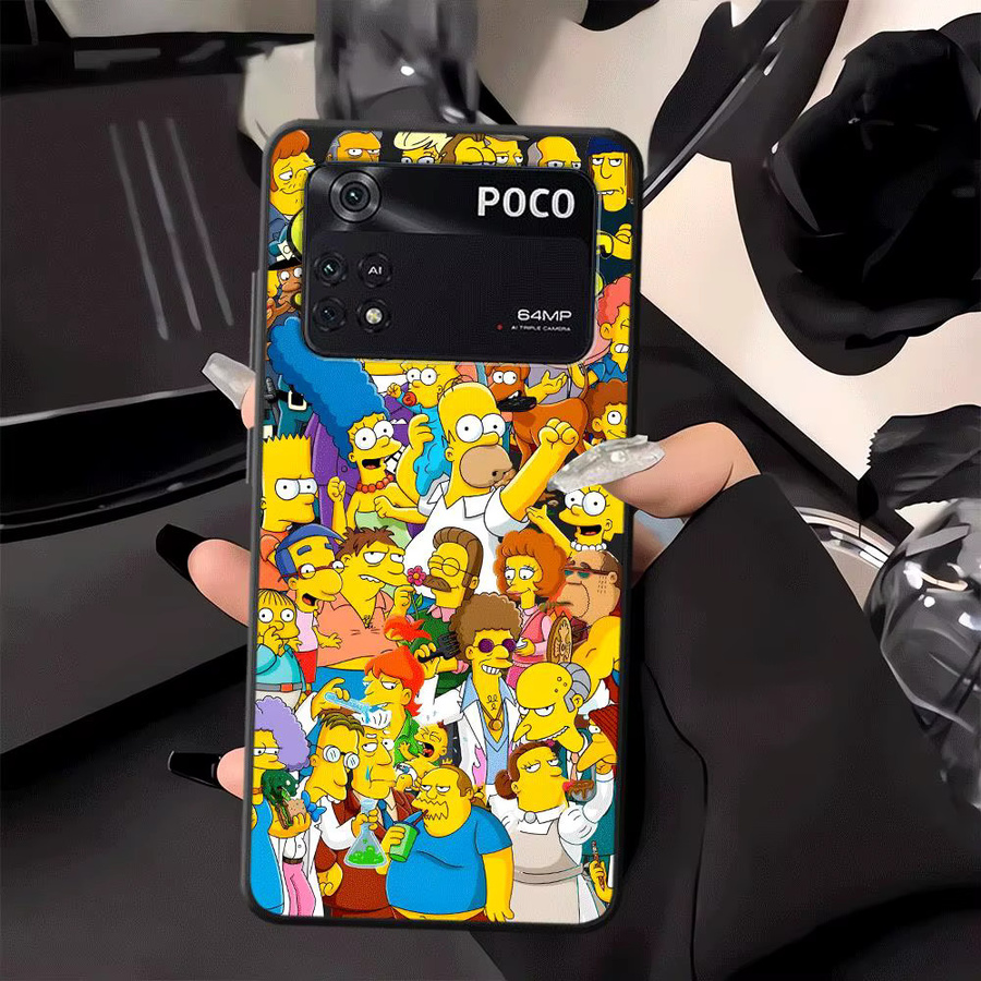 Schwarze Handyhülle mit The Simpsons Cartoon Motiv für Xiaomi Poco Modelle - Bild 5