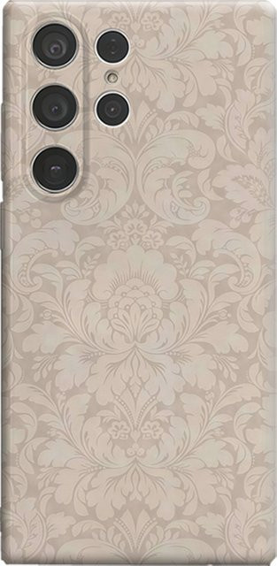 Beige Damast Handyhülle für Samsung Galaxy S25 Ultra, S24 und S23 Ultra Plus mit glänzender doppellagiger Rückseite - Bild 1