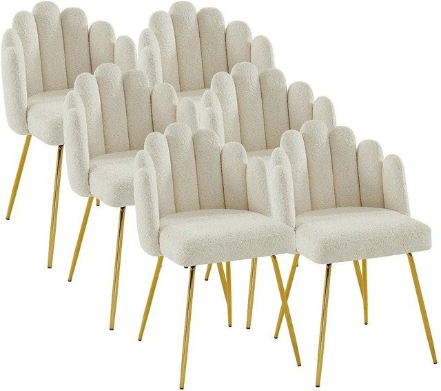 Pascal MORABITO Stuhl Altinam in Cremefarben mit Bouclé-Stoff und Metallgestell, B/T/H: 55 x 55 x 55 cm - Bild 1