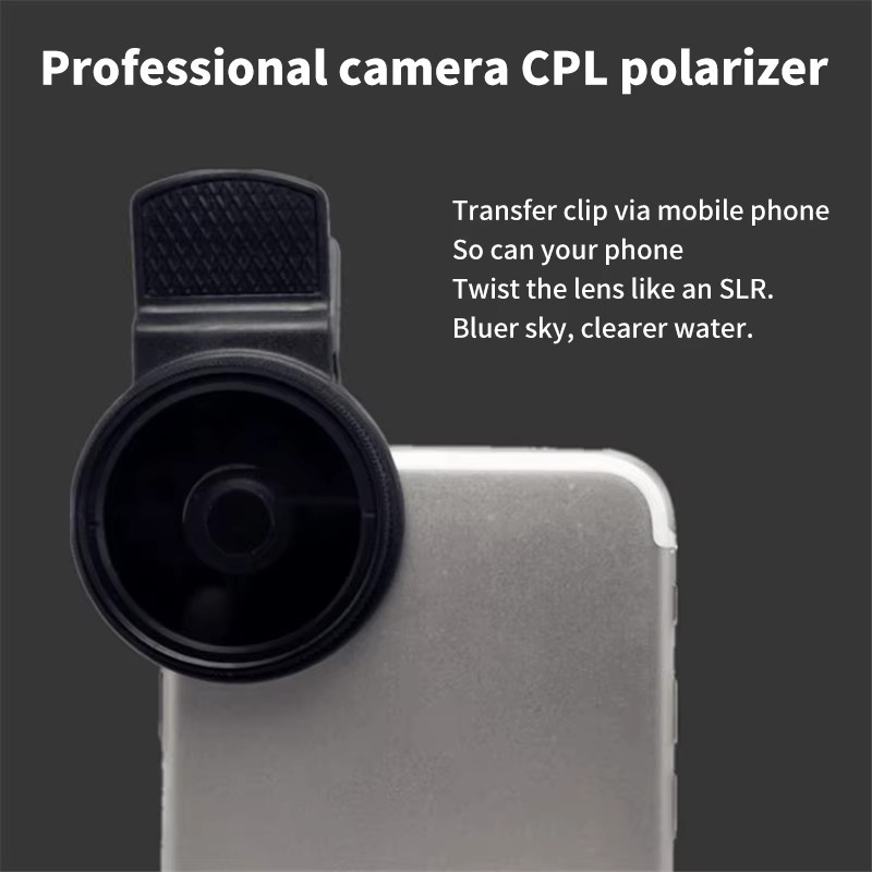 CHENJ CPL Filter Polarisator mit Clip für Smartphone und Weitwinkelobjektive, Schwarz, 37mm/52mm - Bild 3