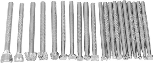 Igeteck 20-teiliges Leder-Stanzwerkzeug Set aus rostfreiem Edelstahl mit verschiedenen Mustern in Grau/Silber - Bild 1