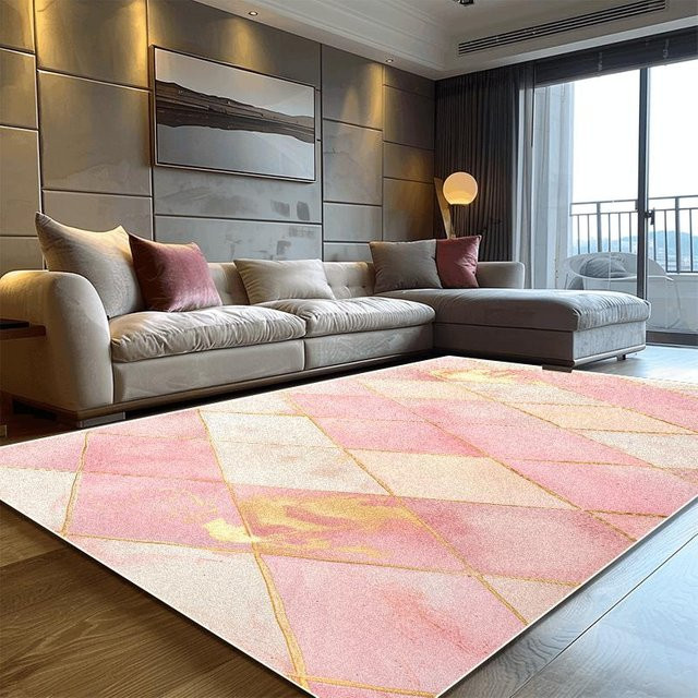 Karpetti Moderner Geometrischer Teppich in Pink, Weich und Rutschfest, B/T: 80 x 120 cm - Bild 1