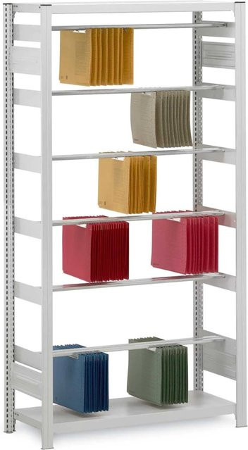 PROREGAL Pendelhefterregal Doppelseitig mit Stecksystem T-Profil, Verzinkt, H x B x T: 270 x 100 x 80 cm, 8 Ebenen, Fachlast 40 kg - Bild 1