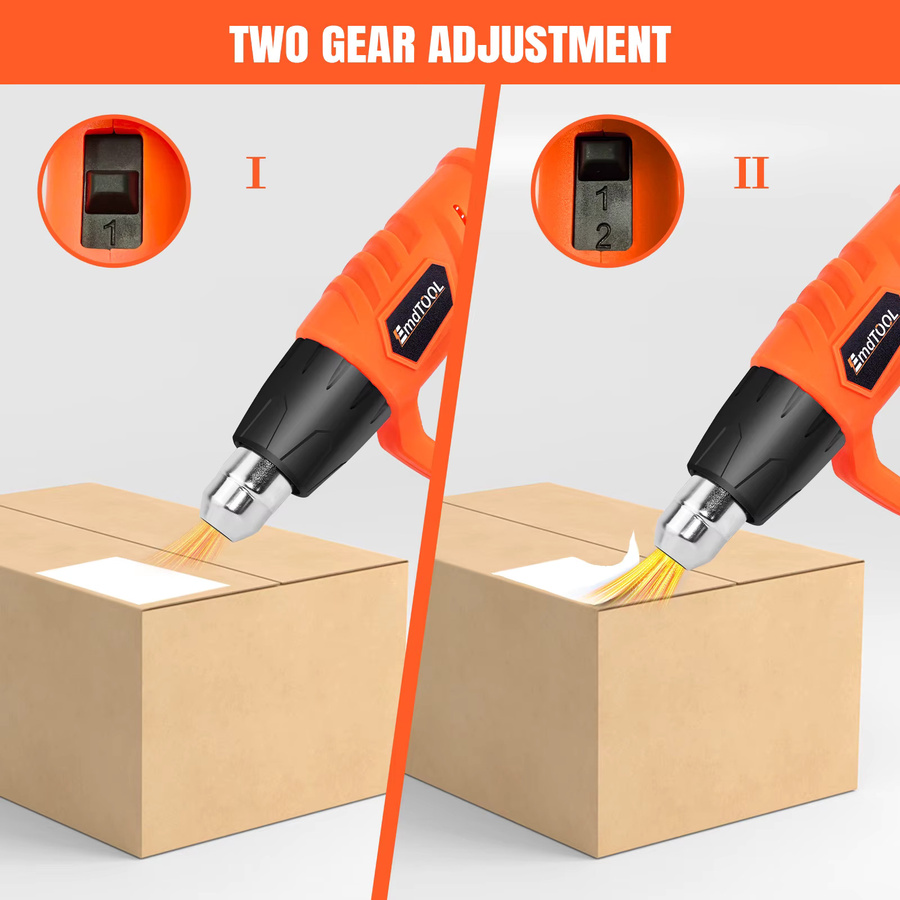 BRIEFNESS Heißluftpistole Set in Orange mit 2000W Leistung, 2 Temperaturstufen (300 °C - 600 °C) und 2 Luftstromgeschwindigkeiten inklusive 4 Düsen - Bild 7