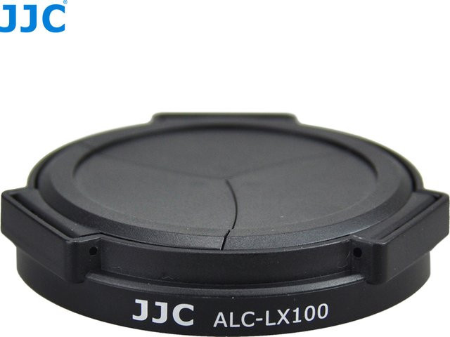 JJC Auto-Objektivdeckel Ersatz für Leica D-LUX 8, D-LUX 7, D-LUX (Typ 109) und Panasonic Lumix DMC-LX100II, LX100, ersetzt DMW-LFAC1, Schwarz/Silber - Bild 1